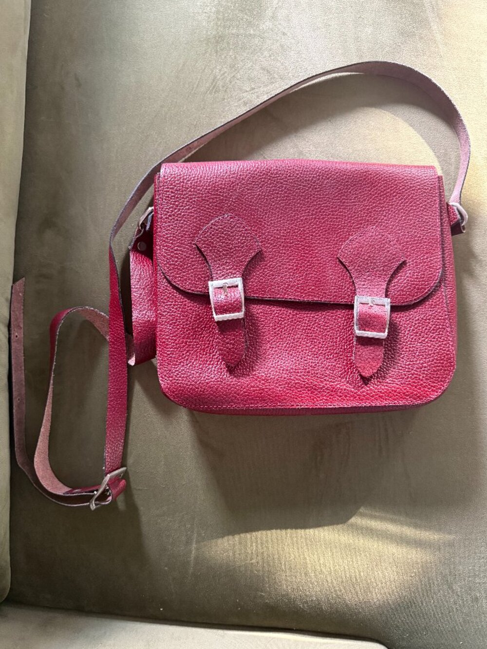 Handmade natural leather crossbody bag